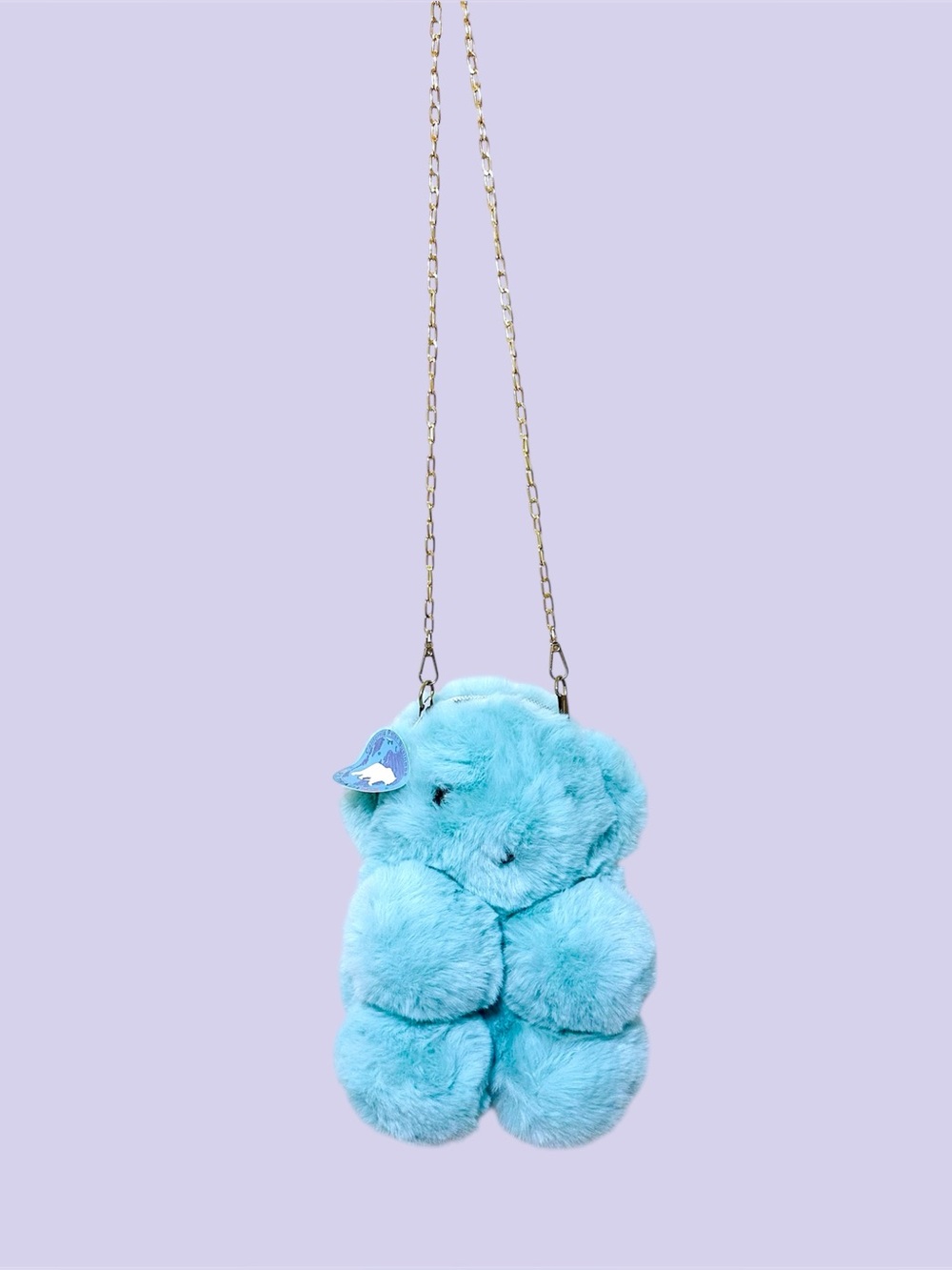 NWT Blue Plush Teddy Crossbody Bag